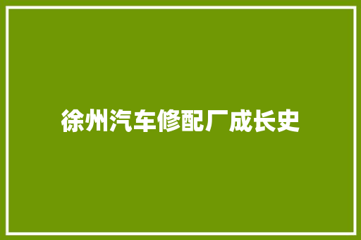 徐州汽车修配厂成长史 汽车知识