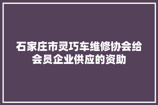 石家庄市灵巧车维修协会给会员企业供应的资助