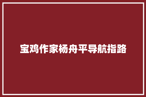宝鸡作家杨舟平导航指路