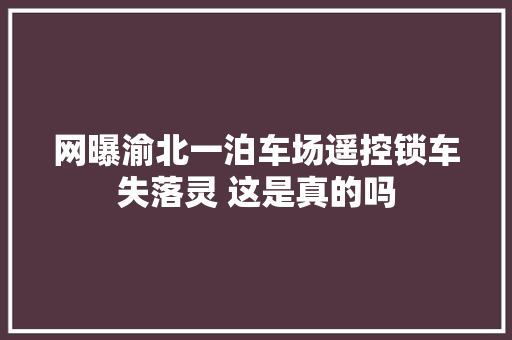 网曝渝北一泊车场遥控锁车失落灵 这是真的吗  第1张