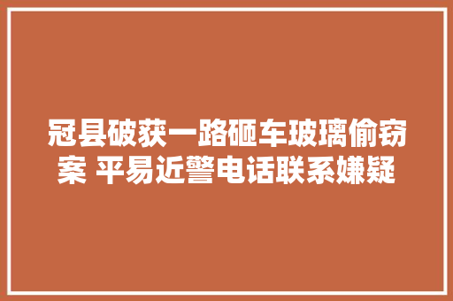 冠县破获一路砸车玻璃偷窃案 平易近警电话联系嫌疑人劝其自首