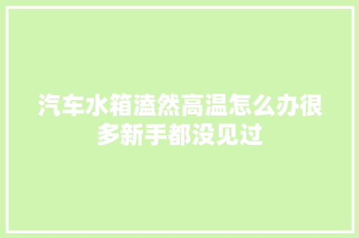 汽车水箱溘然高温怎么办很多新手都没见过
