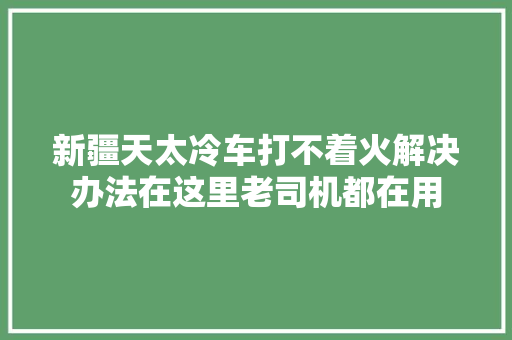 新疆天太冷车打不着火解决办法在这里老司机都在用