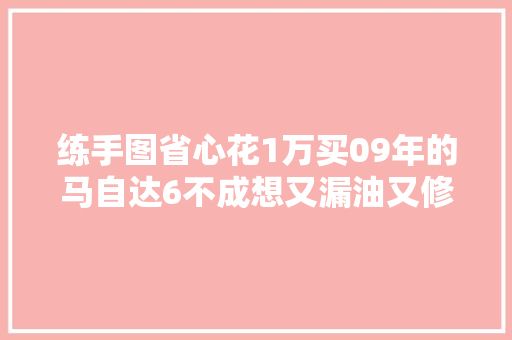练手图省心花1万买09年的马自达6不成想又漏油又修变速箱