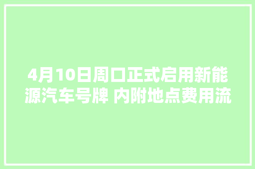 4月10日周口正式启用新能源汽车号牌 内附地点费用流程