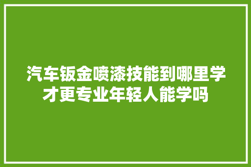 汽车钣金喷漆技能到哪里学才更专业年轻人能学吗