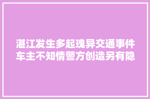 湛江发生多起瑰异交通事件车主不知情警方创造另有隐情