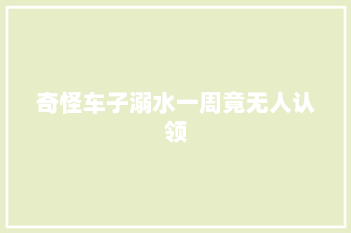奇怪车子溺水一周竟无人认领