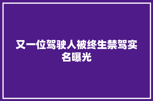 又一位驾驶人被终生禁驾实名曝光