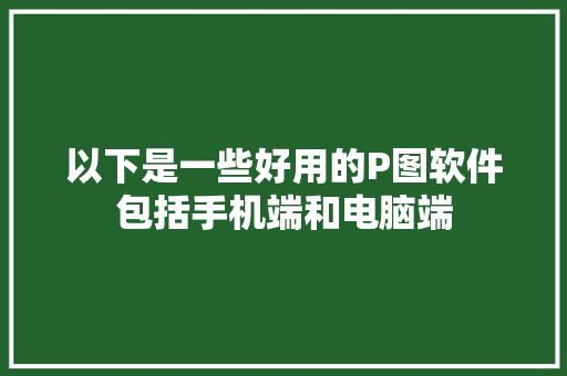 以下是一些好用的P图软件包括手机端和电脑端