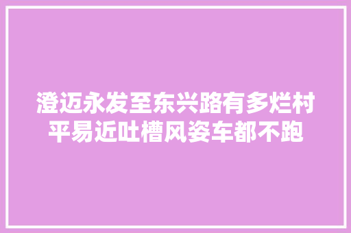 澄迈永发至东兴路有多烂村平易近吐槽风姿车都不跑  第1张