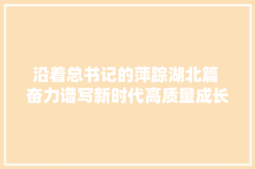 沿着总书记的萍踪湖北篇 奋力谱写新时代高质量成长新篇章