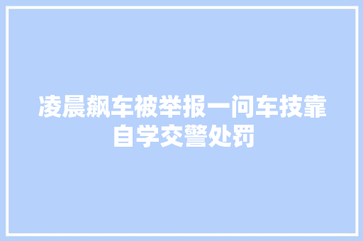 凌晨飙车被举报一问车技靠自学交警处罚  第1张
