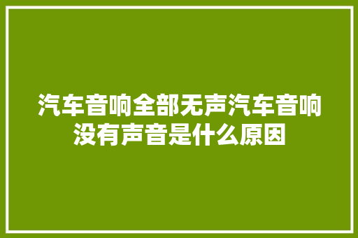 汽车音响全部无声汽车音响没有声音是什么原因