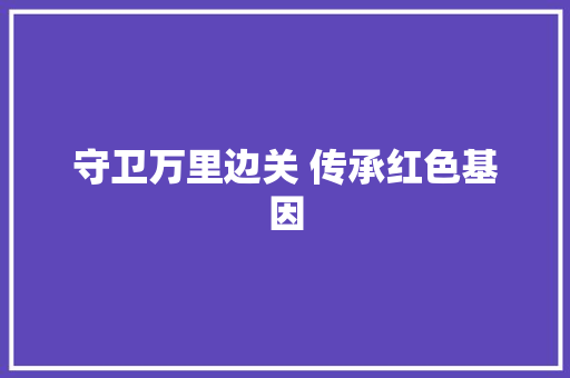 守卫万里边关 传承红色基因  第1张