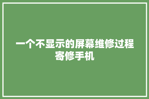 一个不显示的屏幕维修过程寄修手机  第1张
