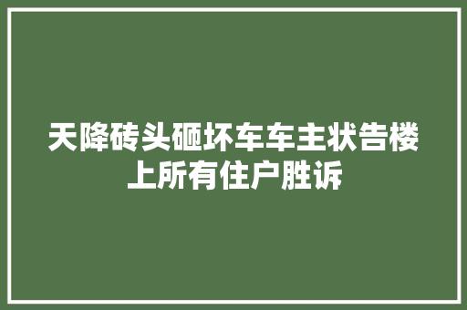 天降砖头砸坏车车主状告楼上所有住户胜诉