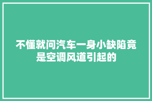 不懂就问汽车一身小缺陷竟是空调风道引起的  第1张