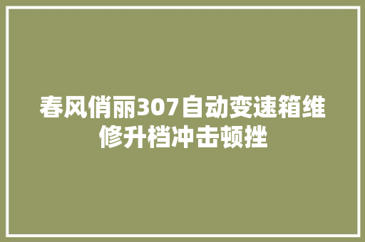 春风俏丽307自动变速箱维修升档冲击顿挫