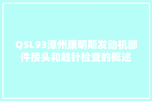 QSL93漳州康明斯发动机部件接头和触针检查的概述