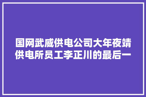 国网武威供电公司大年夜靖供电所员工李正川的最后一次巡线  第1张
