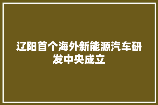 辽阳首个海外新能源汽车研发中央成立