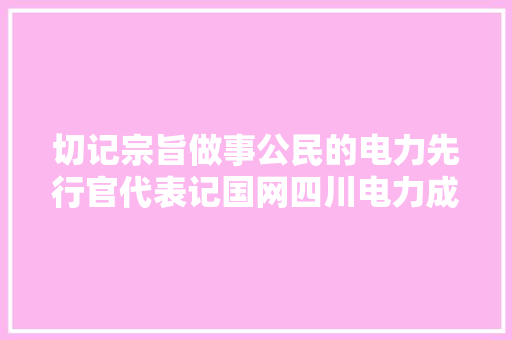 切记宗旨做事公民的电力先行官代表记国网四川电力成都高新连心桥党员做事队前辈事迹  第1张