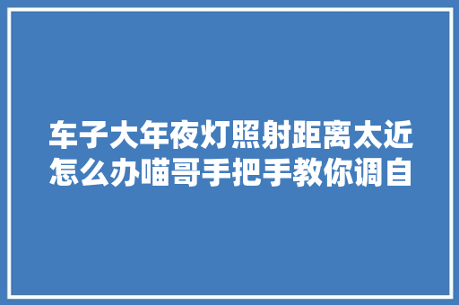 车子大年夜灯照射距离太近怎么办喵哥手把手教你调自己一看就会