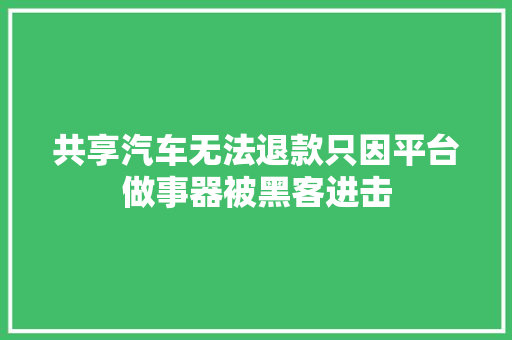 共享汽车无法退款只因平台做事器被黑客进击