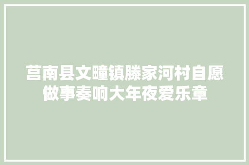 莒南县文疃镇滕家河村自愿做事奏响大年夜爱乐章  第1张