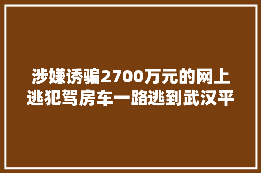 涉嫌诱骗2700万元的网上逃犯驾房车一路逃到武汉平易近警边聊天边把人抓了  第1张
