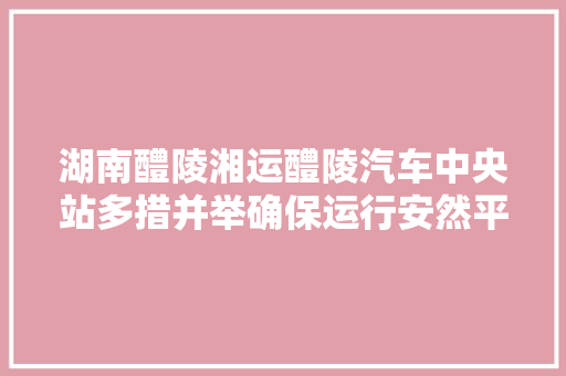 湖南醴陵湘运醴陵汽车中央站多措并举确保运行安然平稳有序