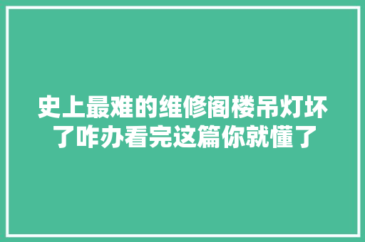 史上最难的维修阁楼吊灯坏了咋办看完这篇你就懂了  第1张