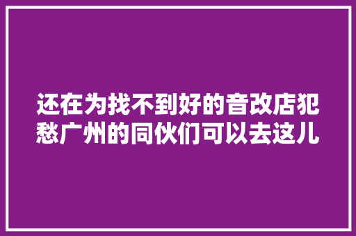 还在为找不到好的音改店犯愁广州的同伙们可以去这儿