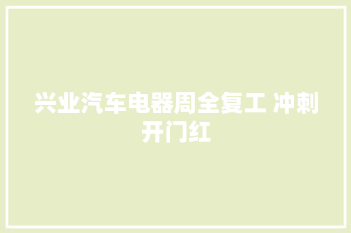 兴业汽车电器周全复工 冲刺开门红  第1张