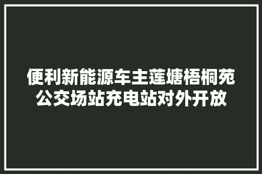 便利新能源车主莲塘梧桐苑公交场站充电站对外开放  第1张