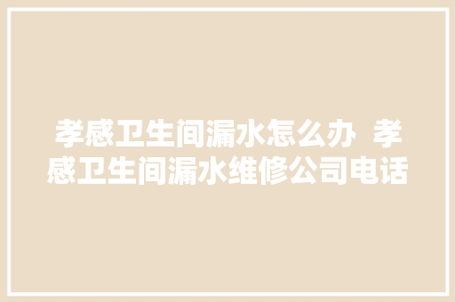 孝感卫生间漏水怎么办  孝感卫生间漏水维修公司电话