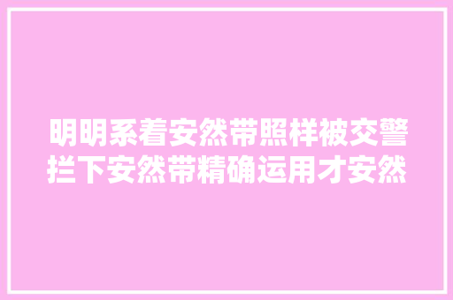 明明系着安然带照样被交警拦下安然带精确运用才安然
