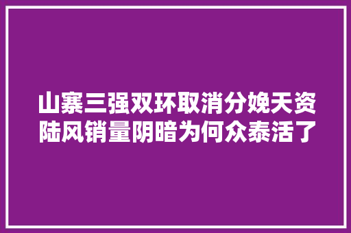 山寨三强双环取消分娩天资陆风销量阴暗为何众泰活了下来