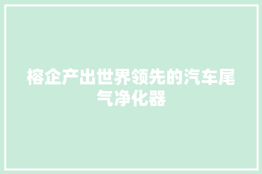 榕企产出世界领先的汽车尾气净化器
