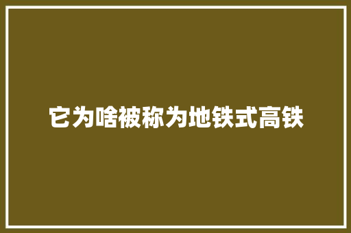 它为啥被称为地铁式高铁