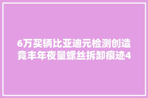 6万买辆比亚迪元检测创造竟丰年夜量螺丝拆卸痕迹4S店PDI做事