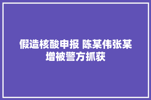 假造核酸申报 陈某伟张某增被警方抓获