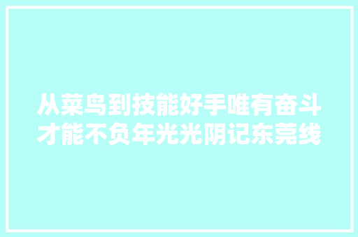从菜鸟到技能好手唯有奋斗才能不负年光光阴记东莞线路车间茶山线路工区工长王洪博