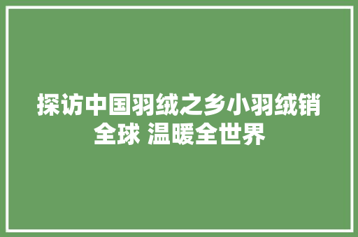 探访中国羽绒之乡小羽绒销全球 温暖全世界