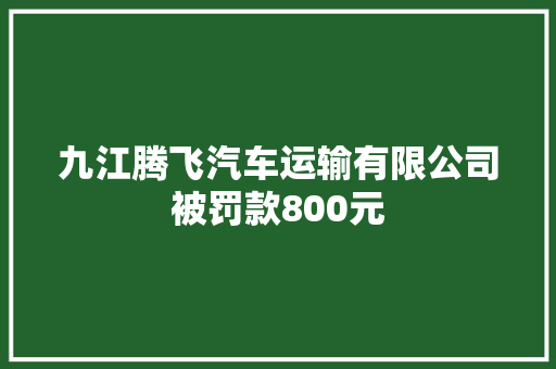 九江腾飞汽车运输有限公司被罚款800元