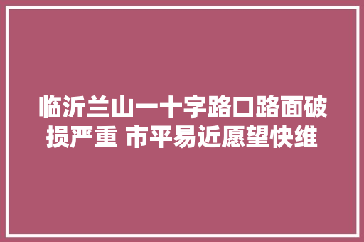 临沂兰山一十字路口路面破损严重 市平易近愿望快维修