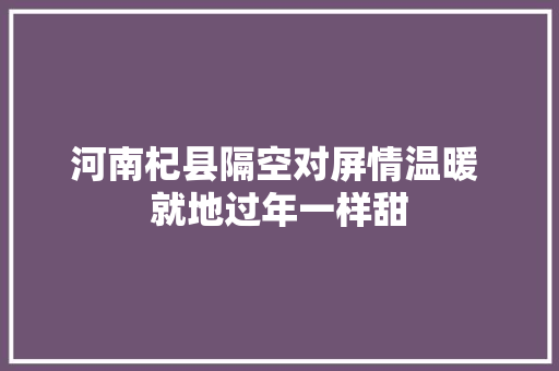 河南杞县隔空对屏情温暖 就地过年一样甜