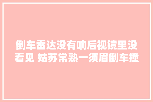 倒车雷达没有响后视镜里没看见 姑苏常熟一须眉倒车撞上消防栓冒出冲天水柱