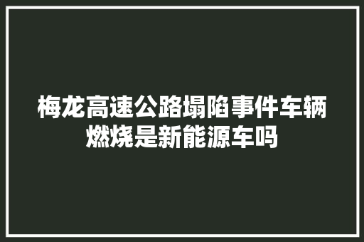 梅龙高速公路塌陷事件车辆燃烧是新能源车吗